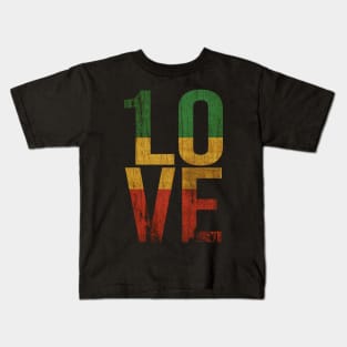 One Love Rasta Distressed Design Kids T-Shirt